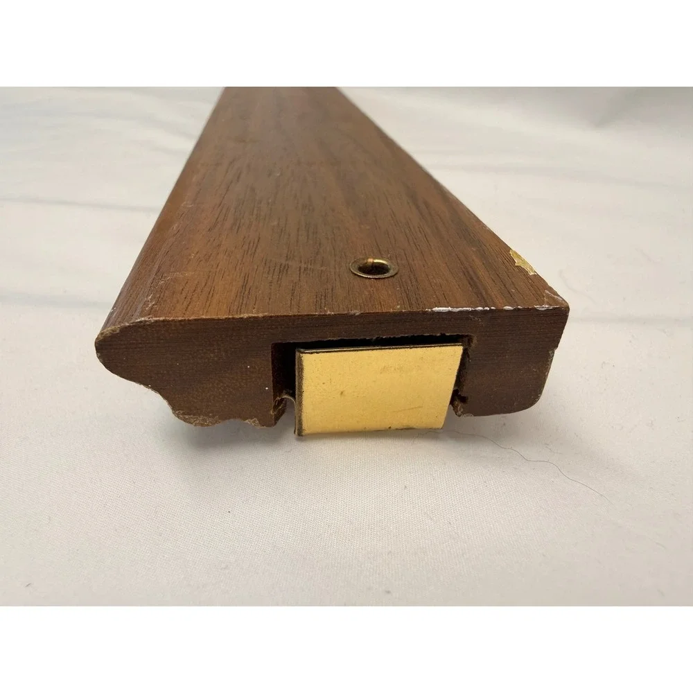 Vintage Walnut Wood Brass Tie Rack Wall Mount Closet Organizer 24 Hook 18 Inch